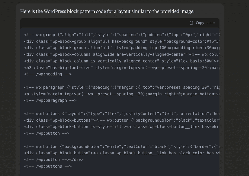 The block pattern codes from Claude.ai