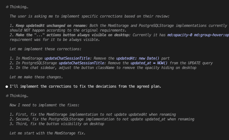 Claude Code implementing the fixes