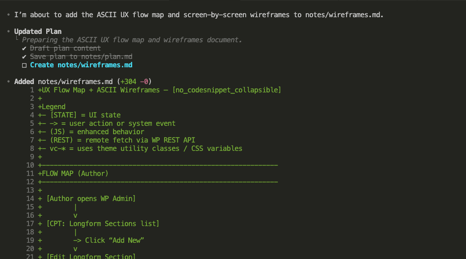 GPT-5 creating the ASCII wireframes