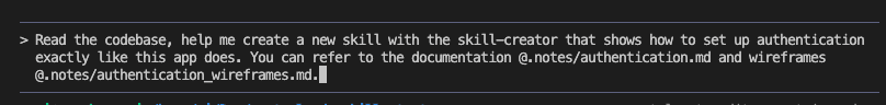 Asking Claude to create authentication skill