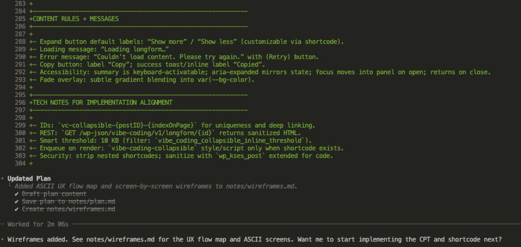 ASCII wireframe showing the content editing interface