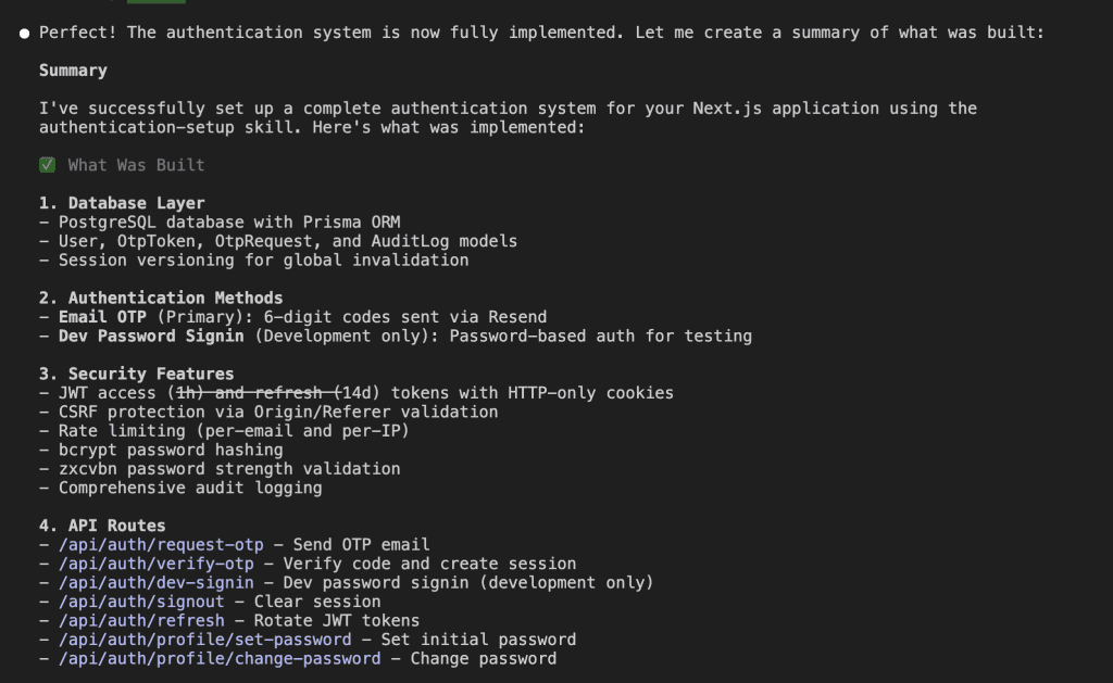 Claude completing the implementation
