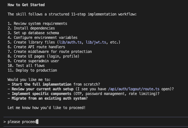 Claude implementing the complete authentication system