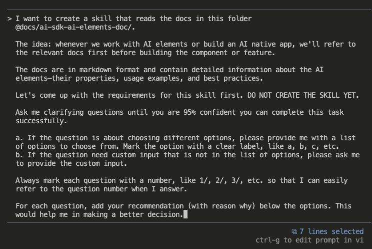 Initial prompt asking Claude to brainstorm requirements