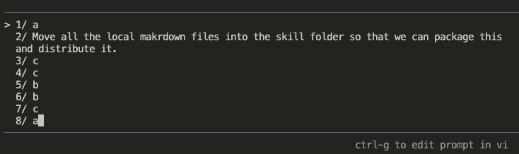 Me answering with "1/a, 2/a, 3/c"