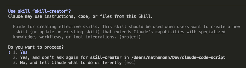 Claude creating the skill