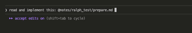 Claude Code terminal showing the command to read and implement the prepare.md file