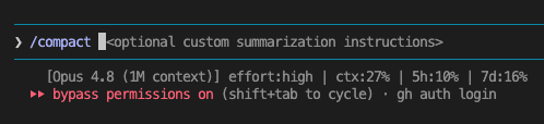 Running /compact after the handoff doc is saved