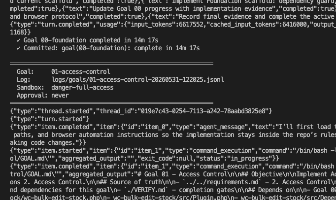 Goal 00-foundation completed in 14 minutes 17 seconds, auto-proceeding to Goal 01-access-control with no human input