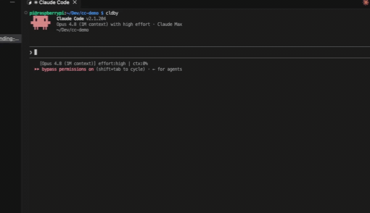 The build prompt being typed into Claude Code — "Create a SaaS landing page using this design system" with the extracted bundle's instruction manual attached as a reference, followed by the Devlog product idea