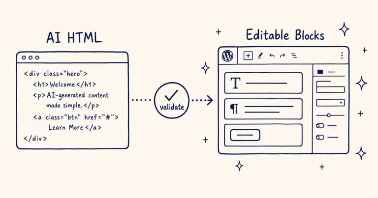 How to Turn AI-Generated HTML Into WordPress Blocks (Without Breaking Them)